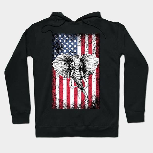 Patriotic Elephant American Flag Hoodie by Sinclairmccallsavd